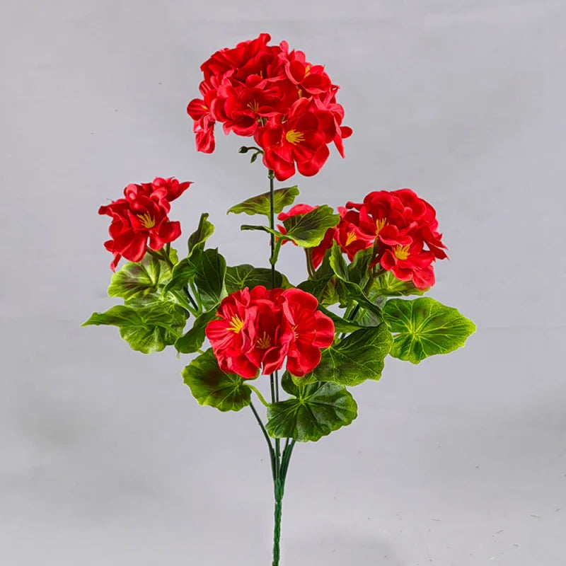 Artificial Begonia Flower Bouquet | 37cm Faux Floral Branch Artificial Flower Bouquet Axl Red
