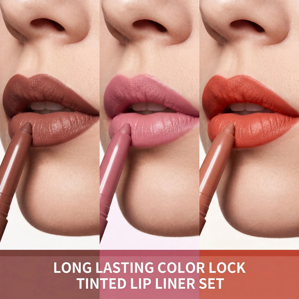 Matte Lip Liner Set – 3 Shades, Long-Lasting Color Lock Matte Lip Liner Axl