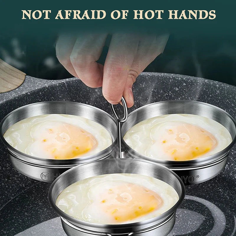 3-in-1 Stainless Steel Egg Steamer Mold – Round & Heart Egg Steamer Mold Axl