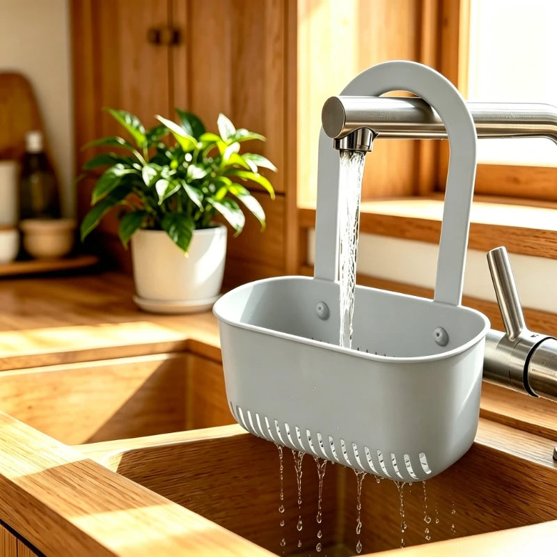 KEMORELA No-Drill Sink Draining Basket – Kitchen & Bathroom Sink Draining Basket Axl Grey