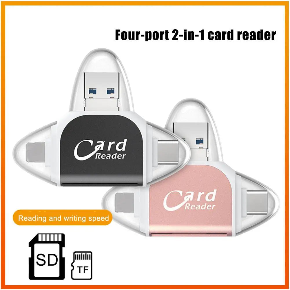 4-in-1 USB-C Card Reader Hub – SD & TF Multiport Adapter USB Card Reader Hub Axl