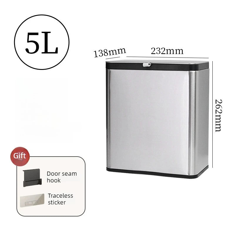 Wall Mounted Stainless Steel Trash Can with Lid – 8L Wall Mounted Trash Can Axl 5L-Silver