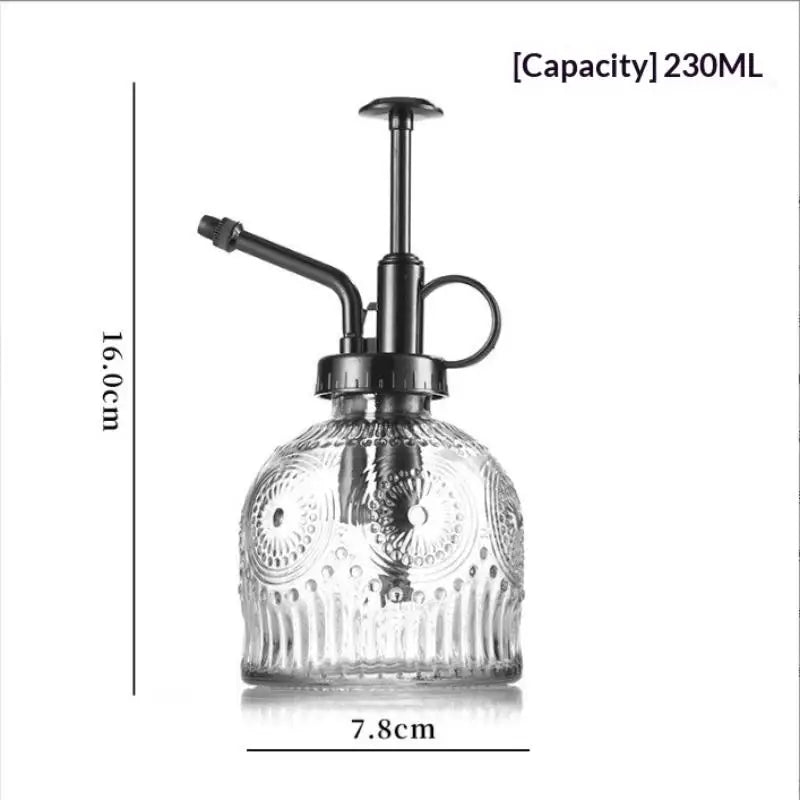Vintage Glass Plant Mister Spray Bottle – Retro Embossed Design Plant Mister Bottle Axl gray Transparent