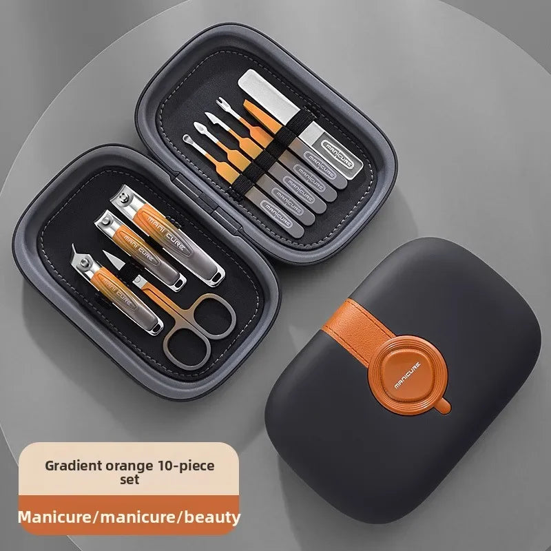 Stainless Steel Nail Clipper Kit – Manicure & Pedicure Set Nail Care Kit Axl New10Set-Gradient Or