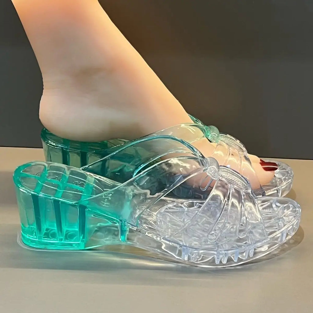 Women's Gradient Crystal Wedge Slippers – Jelly Sandals Wedge Jelly Sandals Axl