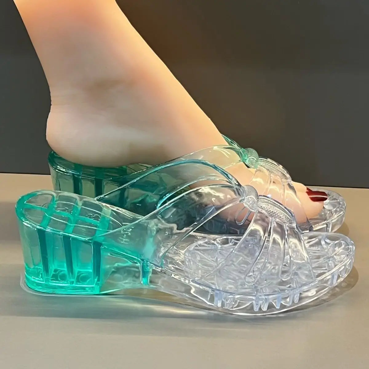 Women's Gradient Crystal Wedge Slippers – Jelly Sandals Wedge Jelly Sandals Axl