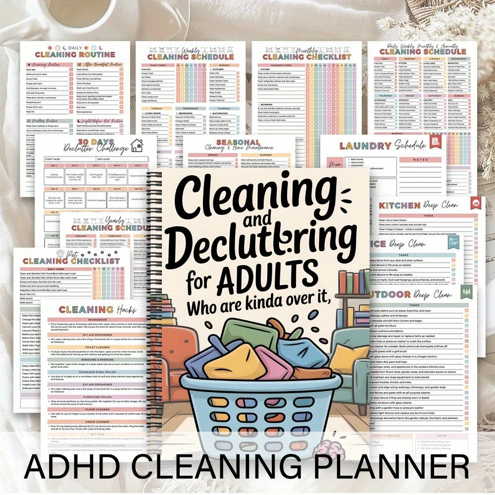 Household Cleaning Schedule Spiral Notebook | Daily & Weekly Planner Cleaning Planner Notebook Axl