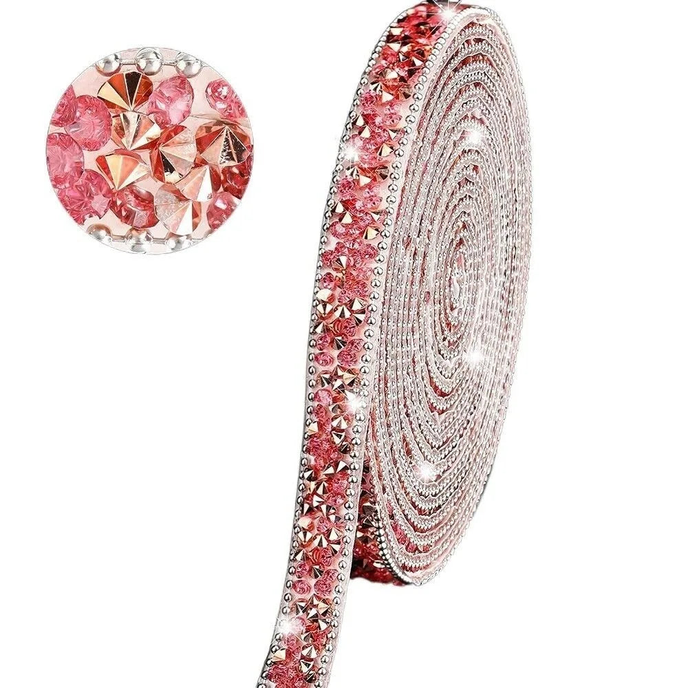 Self-Adhesive Rhinestone Ribbon 1cm – Bling Crystal Strip Craft Rhinestone Ribbon Axl Light Rose Red