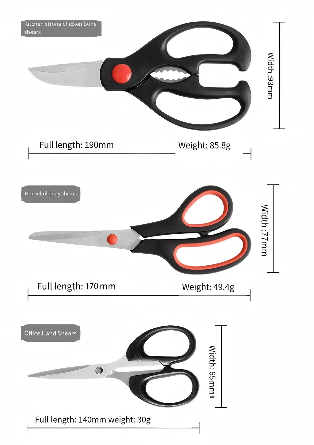 Stainless Steel Multi-Function Kitchen Scissors – 3-Piece Set Kitchen Scissors Set Axl