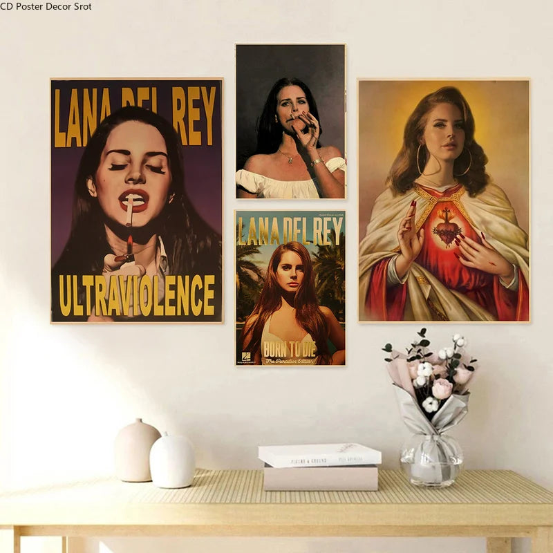 Lana Del Rey Retro Kraft Paper Poster | Vintage Aesthetic Wall Art Decorative Wall Poster Axl