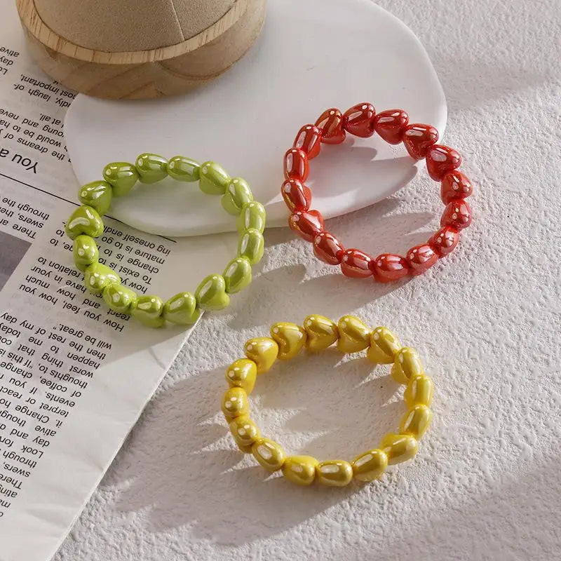 Colorful Heart Beaded Stretch Bracelet – Women's Fashion Jewelry Beaded Bracelet Axl