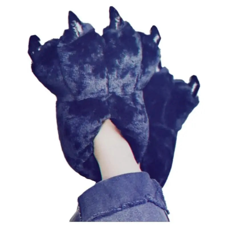 Men's Fluffy Animal Print Slippers | Bear Paw Faux Fur Slides Novelty Fluffy Slippers Axl