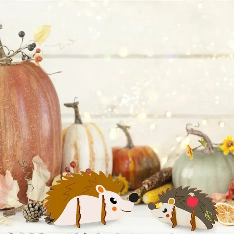 20-Piece Wooden Hedgehog DIY Craft Set – Christmas Decor DIY Wood Craft Kit Axl