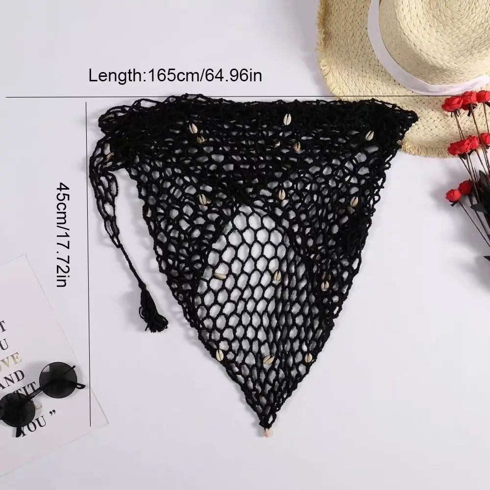 Korean Crochet Mesh Hip Scarf Wrap Skirt with Waist Belt Hip Scarf Wrap Axl
