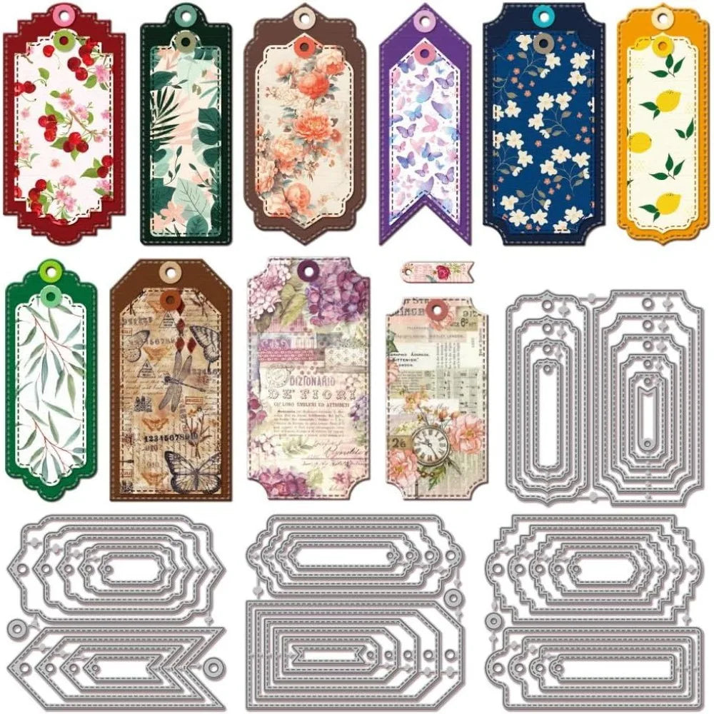 Metal Bookmark Tag Cutting Dies – Geometric Frame Scrapbook Set Craft Cutting Dies Axl AECH04-19254