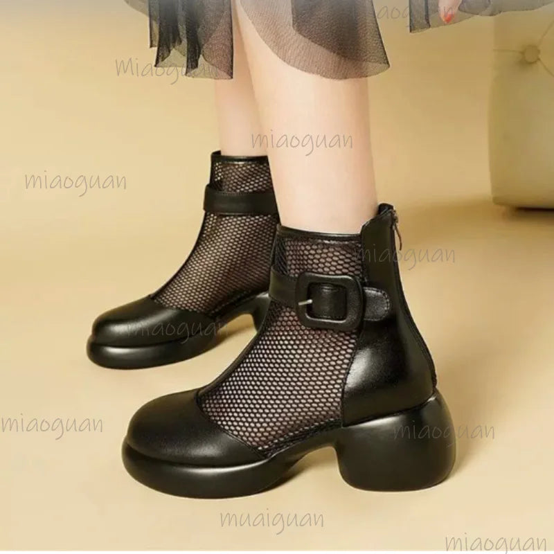 Women's Roman Gladiator Sandal Boots | Wedge Mesh Platform Gladiator Sandal Boots Axl black 35