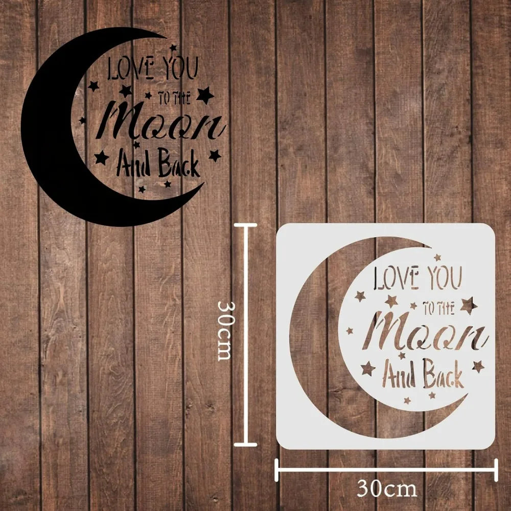 Moon Stencil 11.8" Reusable Plastic Painting Stencil for Walls Craft Painting Stencil Axl