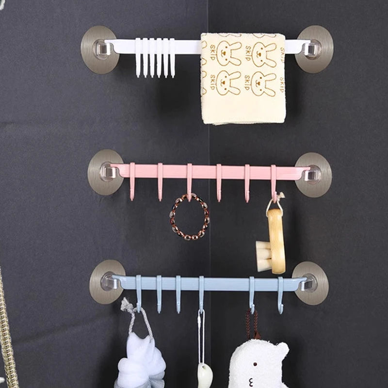 6-Row Suction Cup Corner Hook – No-Drill Bathroom Organizer Suction Cup Hook Axl