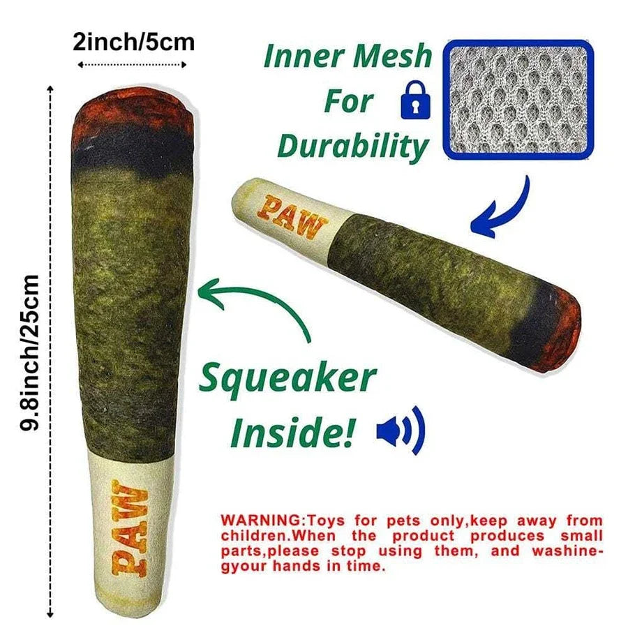 Cigar Shaped Squeaky Dog Plush Toy | Interactive Chew Toy Plush Dog Toy Axl