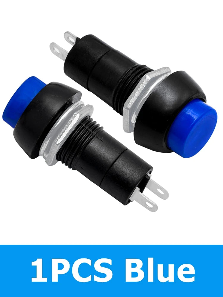 12mm Push Button Switch 2-Pin Momentary Self-Lock ON/OFF 3A 150V Push Button Switch Axl 1PCS Blue