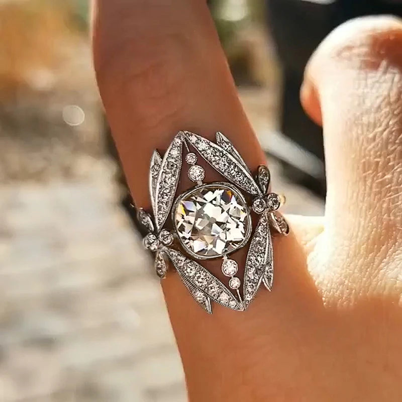 Huitan Hollow Band CZ Crystal Bridal Ring for Women | Sizes 5–14 Bridal Fashion Ring Axl Q906 10