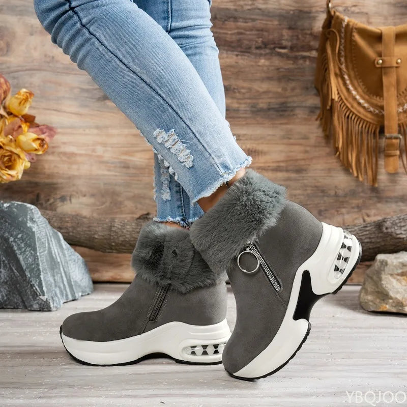 Women's Winter Ankle Boots – Anti-Slip Thick Sole Zip-Up Women's Ankle Boots Axl 42 GRAY