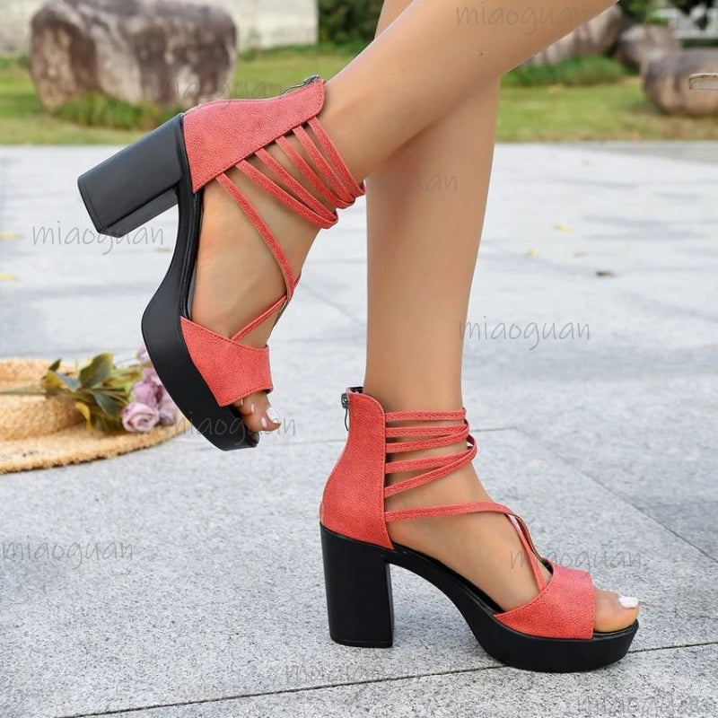 Women's Open-Toe Roman High Heel Sandals – Party Pumps High Heel Sandals Axl