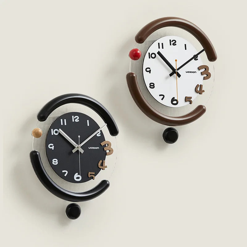 Modern Silent Swing Wall Clock – Round Minimalist Home Décor Decorative Wall Clock Axl