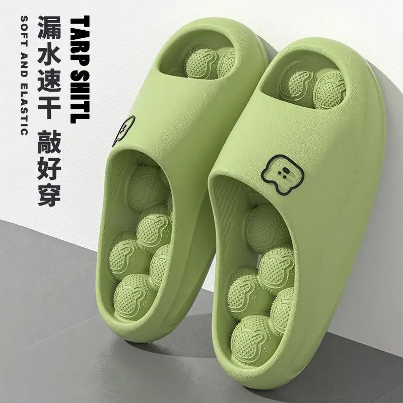 Women's Massage Platform Slides – Hollow Out Bathroom Slippers Massage Platform Slides Axl Fruit green 36-37