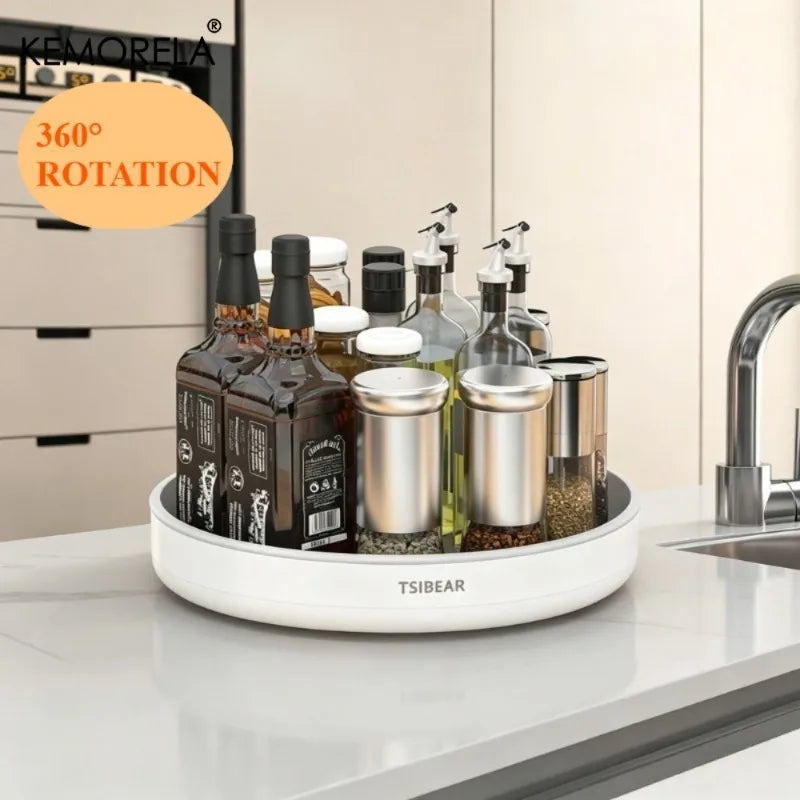 360° Rotating Turntable Organizer – Spice & Countertop Storage Rotating Storage Tray Axl