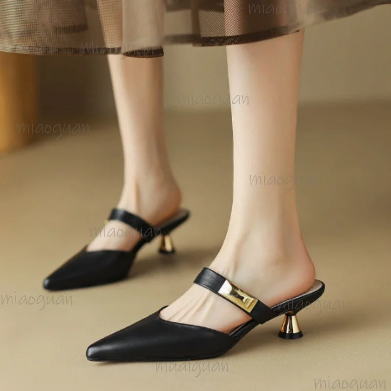 Women's Pointed Toe Mule Slides – Flat Casual Slip-On Sandals Women's Mule Slides Axl
