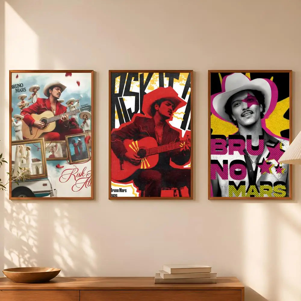Bruno Mars HD Self-Stick Wall Art Poster – Waterproof Decor Wall Art Poster Axl