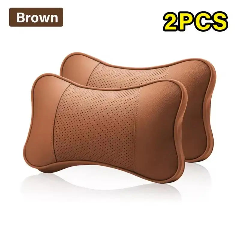 Car Neck Headrest & Lumbar Support Pillow Set – 2 Piece Car Seat Pillow Set Axl Brown
