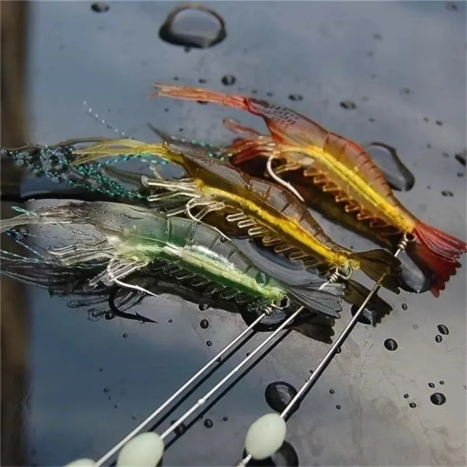 Luminous Soft Shrimp Fishing Lure 9cm Sinking Bait with Hook Soft Fishing Lure Axl