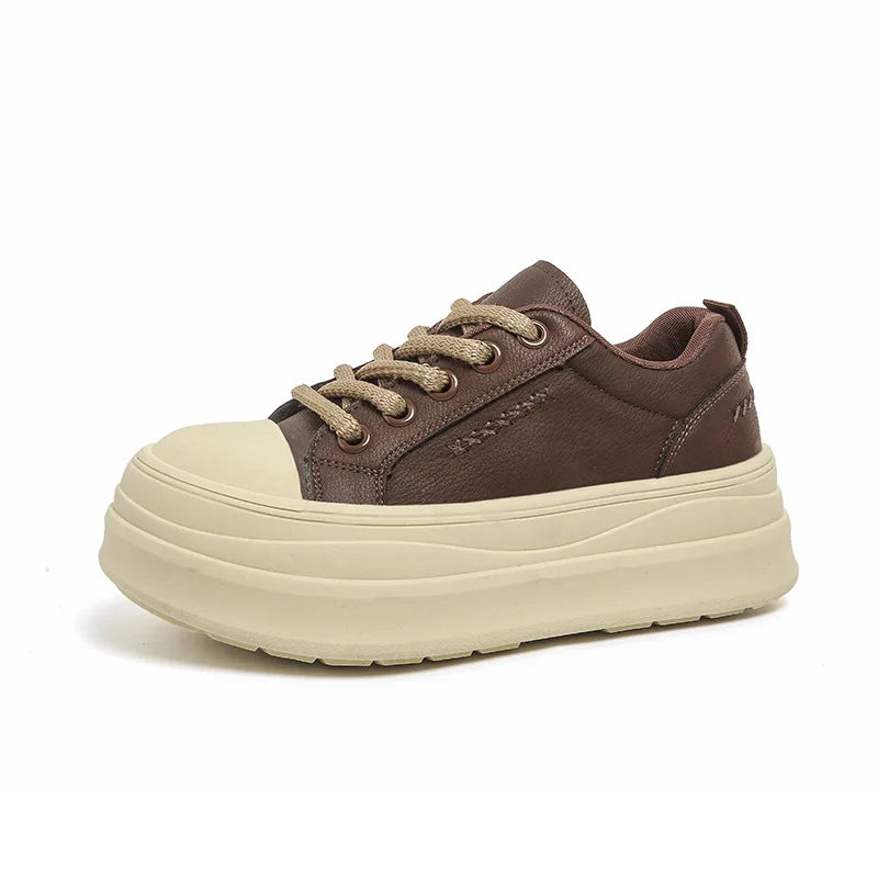 Women's 6CM Platform Chunky Sneakers – Lace-Up Non-Slip Platform Sneakers Axl coffee 40