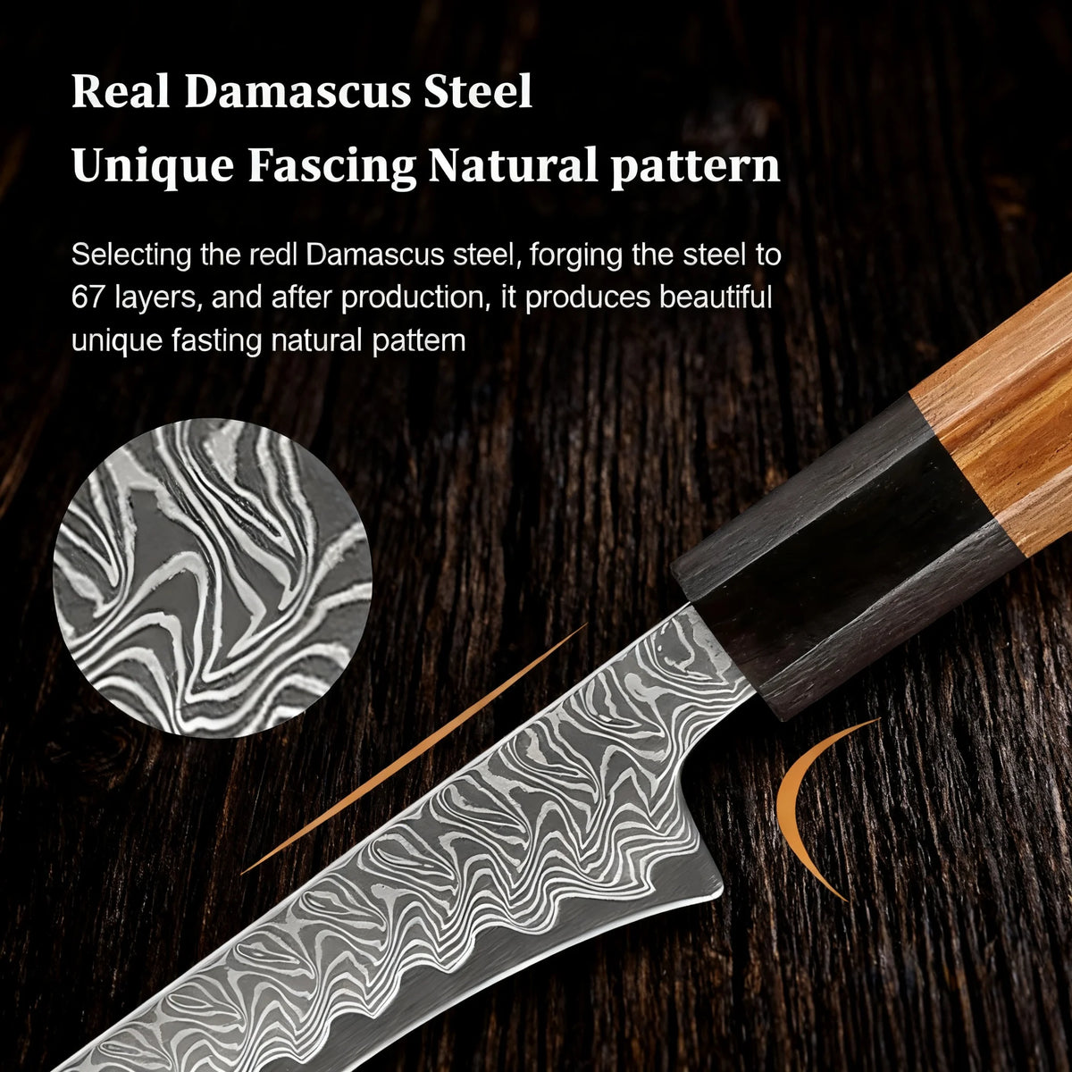 67-Layer Damascus Steel Boning Knife – Sharp Kitchen Slicer Damascus Boning Knife Axl