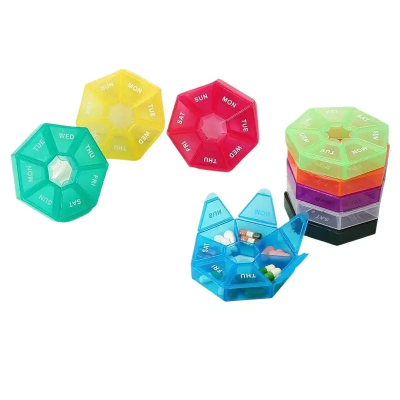 7-Day Pill Organizer – Mini Portable Travel Pill Box, 7-Grid Pill Organizer Axl