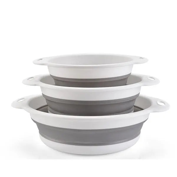 Foldable Colander Strainer Set & Self-Draining Base | 3/4 PCS Colander Strainer Set Axl 3PCS White Set
