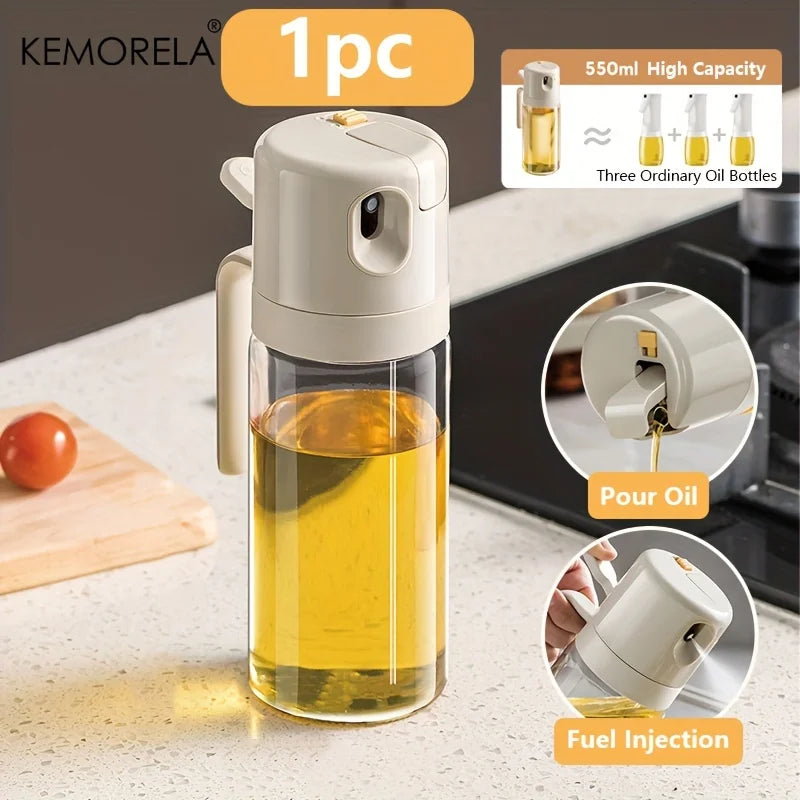 KEMORELA 550ml Glass Oil Sprayer Bottle – 2-in-1 Dispenser Oil Sprayer Bottle Axl 1PCS