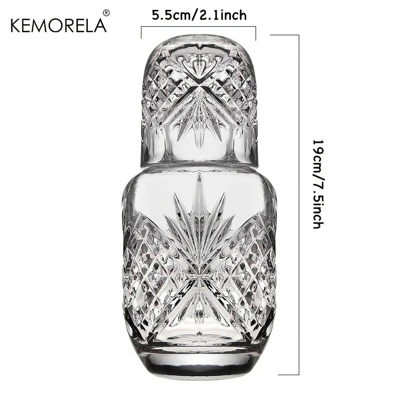 KEMORELA 450ml Glass Water Pitcher & Tumbler Bedside Set Glass Pitcher Set Axl