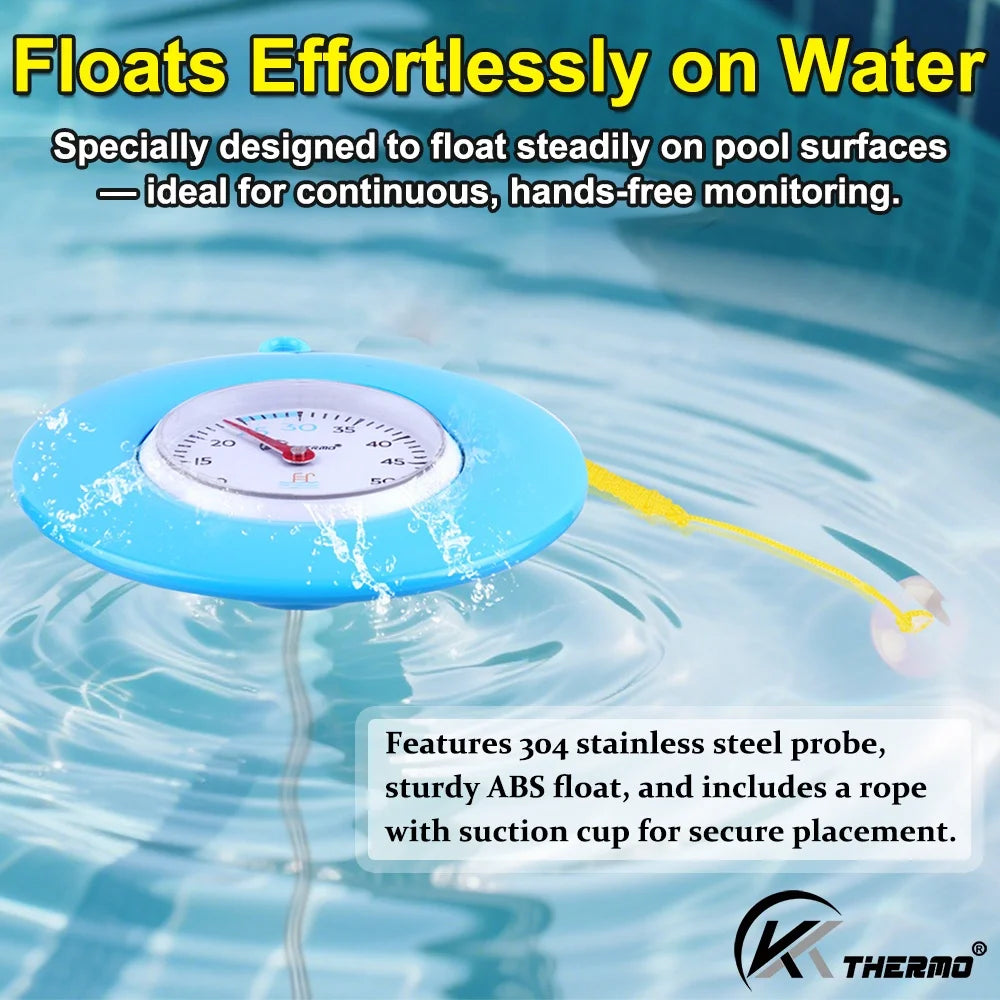 Floating Pool Thermometer – Battery-Free Dial, 10–50°C Pool Thermometer Axl