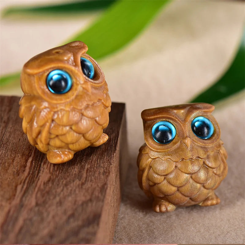 Mini Wood Carved Owl Pendant – Green Sandalwood DIY Ornament Wood Carved Ornament Axl
