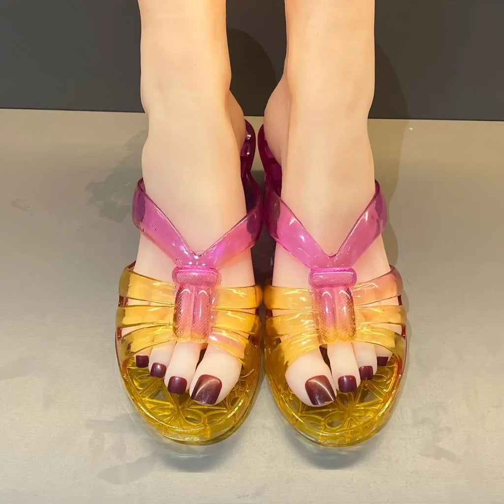 Women's Gradient Crystal Wedge Slippers – Jelly Sandals Wedge Jelly Sandals Axl