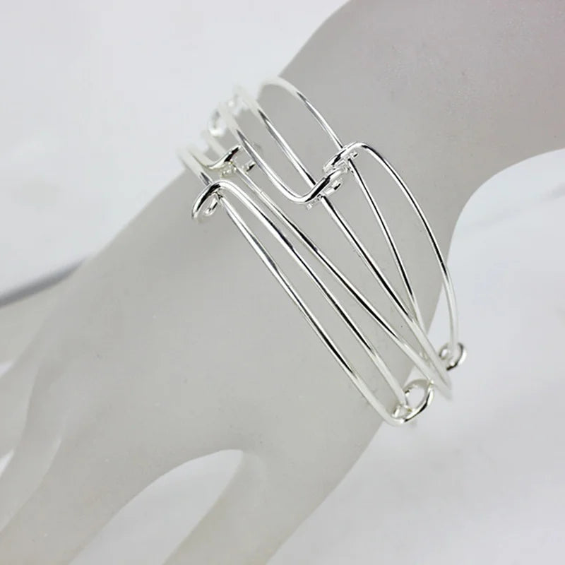 5-Piece Adjustable Wire Wrapped Silver Bangle Bracelet Set Bangle Bracelet Set Axl