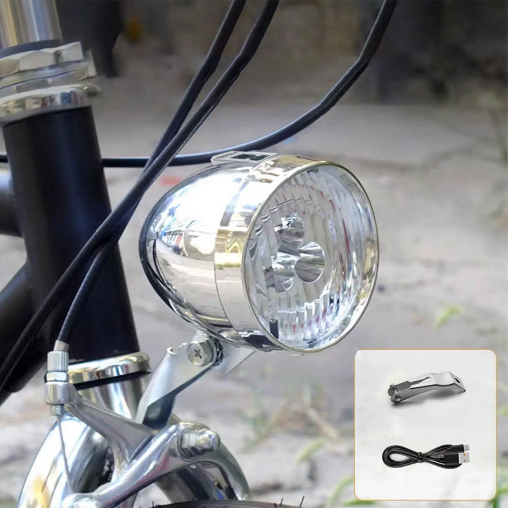 Retro Bike Headlight – 3 LED USB Rechargeable | 8Hr Battery Bicycle Headlight Axl