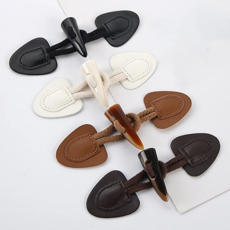 4 Pairs PU Leather Horn Toggle Buttons – Coat & Jacket Sewing Sewing Toggle Buttons Axl
