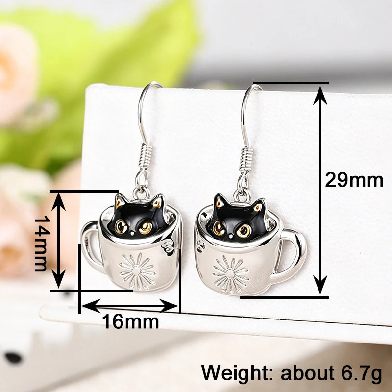Huitan Black Cat Drop Earrings – Trendy Women's Fashion Jewelry Drop Earrings Axl