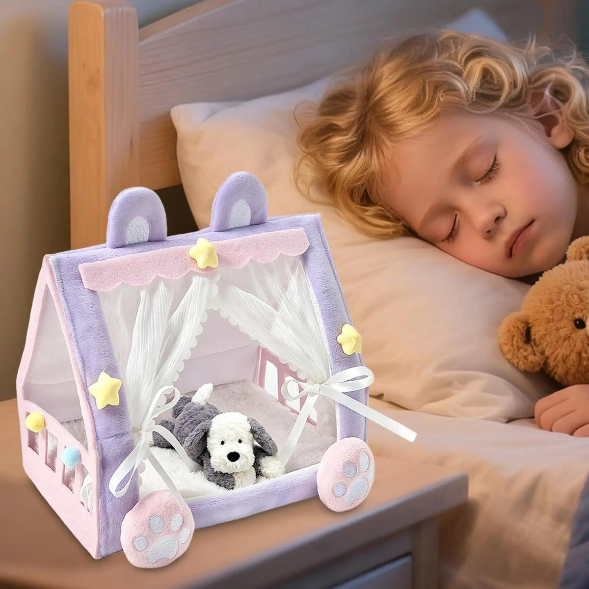 Mini Doll Crib with Canopy Tent – Nursery Toy Bed for Baby Dolls Doll Furniture Accessory Axl