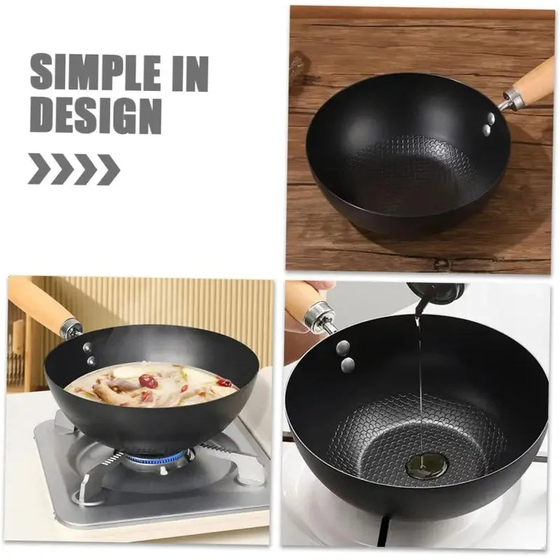 Uncoated Flat Bottom Iron Wok – Induction & Gas Stir-Fry Pan Iron Wok Axl