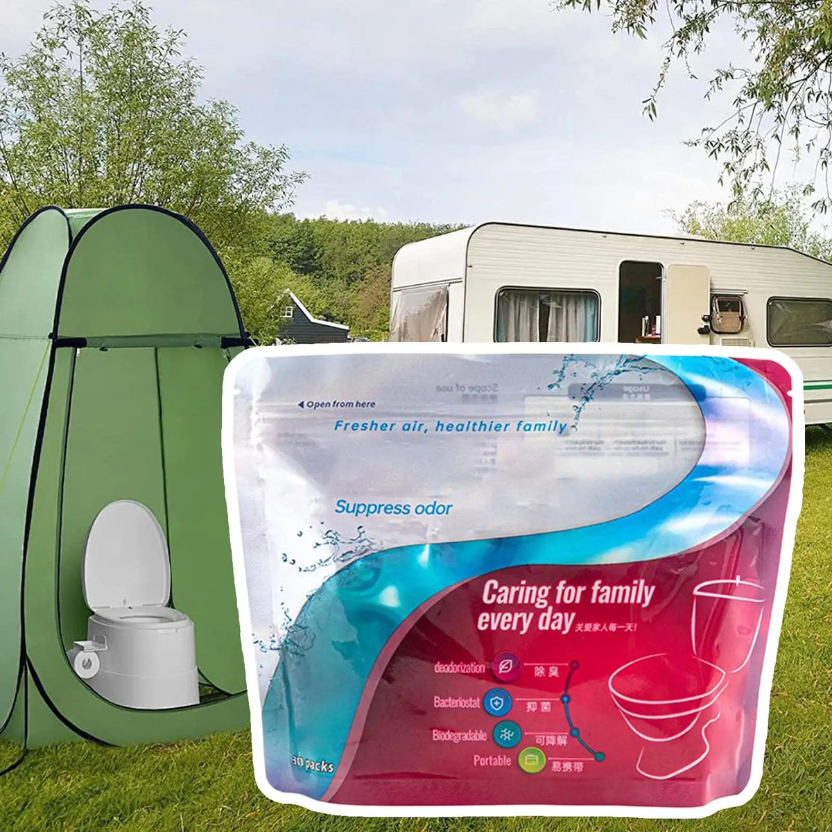 Portable Toilet Deodorizing Powder – 30-Pack Absorbent Gel Portable Toilet Powder Axl